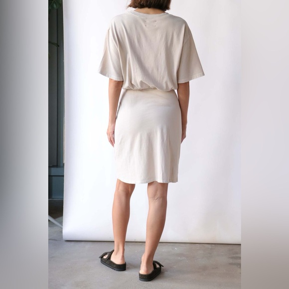 XIRENA Emme Tshirt Dress XS Cream Neutral Cotton Tie Waist Minimalist Resortwear - Picture 3 of 12